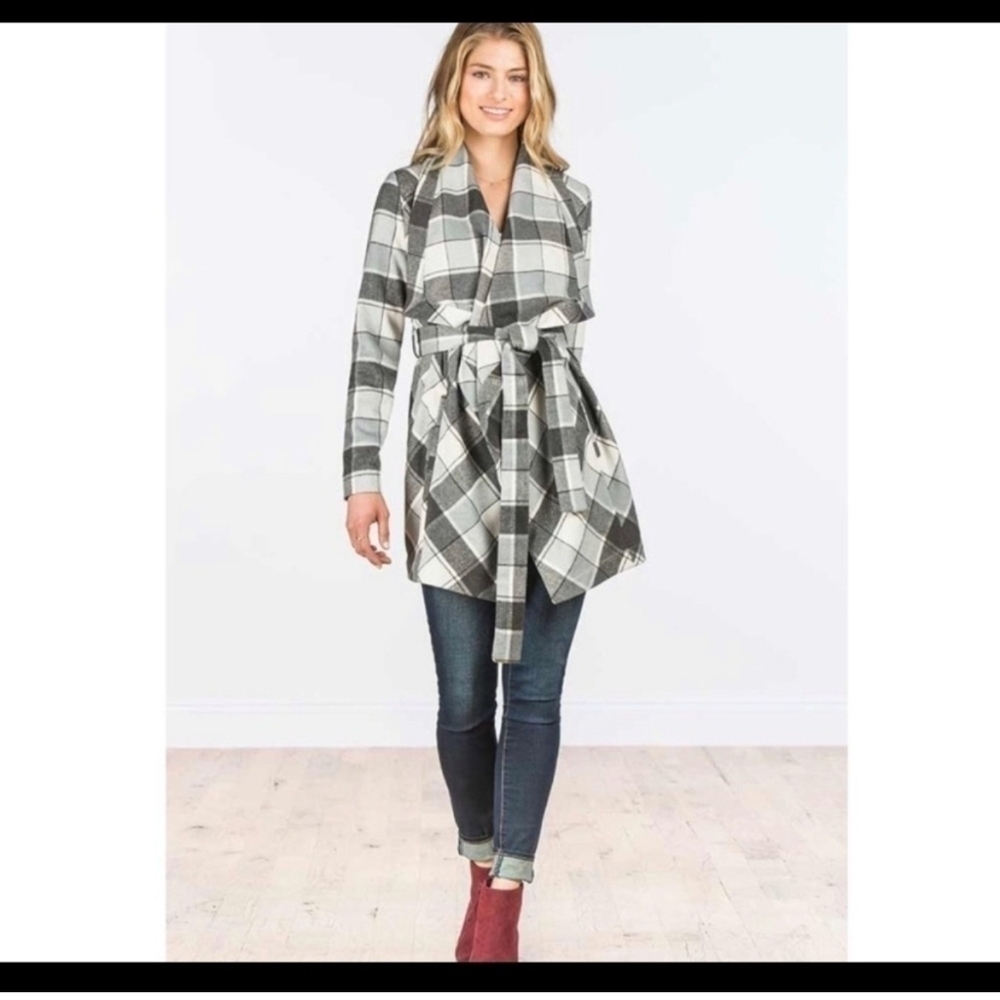 Matilda Jane Plaid Wrap Shawl Jacket XS